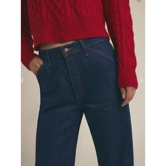 Favorite Daughter Olympia Flare Jeans Size 29 Manchester High Rise Red Hem - Picture 10 of 13